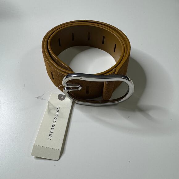 NWT ANTHROPOLOGIE Adjustable Notch Belt Blown Silver Honey Small